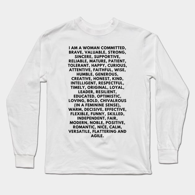 I am a woman: 50 positive affirmations Long Sleeve T-Shirt by CachoGlorious